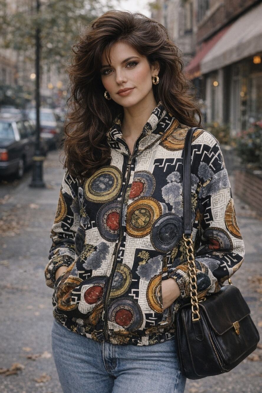 Vintage CARTE 100% Silk Bomber Jacket Women’s L Gold Silver Bronze Roman Plates